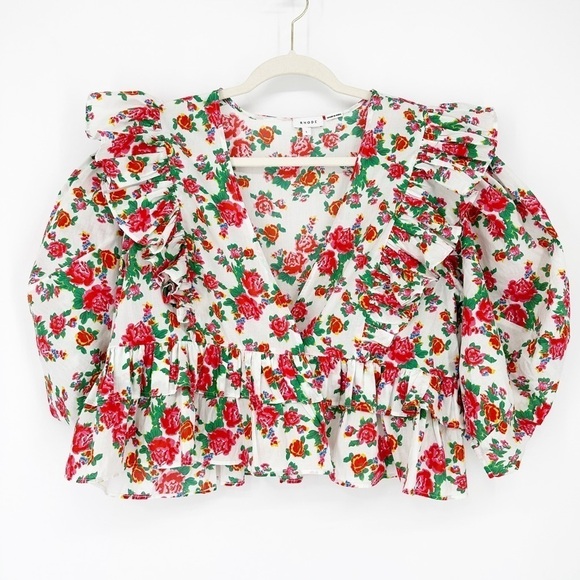 RHODE Elodie White Dazzle Floral Blouse Top - Picture 2 of 9